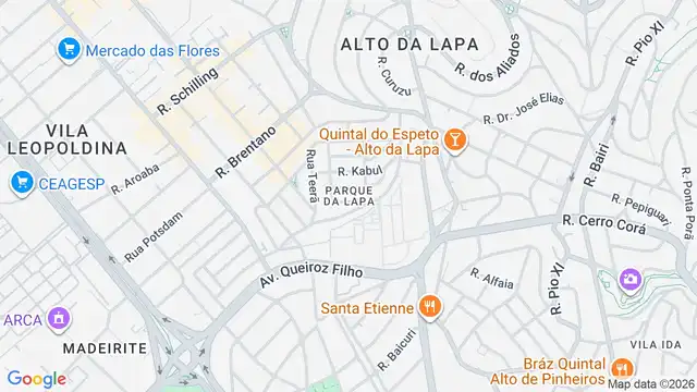 Mapa do bairro Parque da Lapa, Sao Paulo - SP