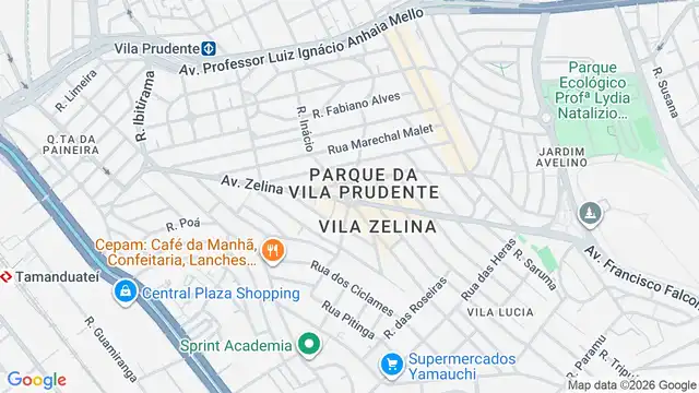 Mapa do bairro Parque da Vila Prudente, Sao Paulo - SP