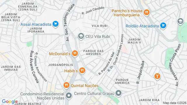 Mapa do bairro Parque das Arvores, Sao Paulo - SP