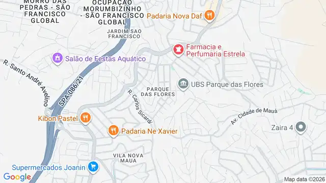 Mapa do bairro Parque das Flores, Sao Paulo - SP