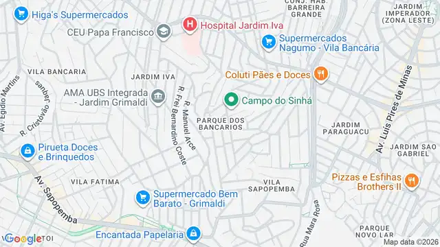 Mapa do bairro Parque dos Bancários, Sao Paulo - SP