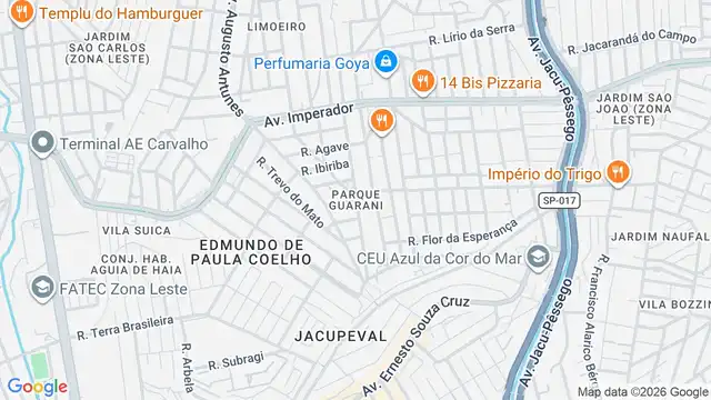 Mapa do bairro Parque Guarani, Sao Paulo - SP
