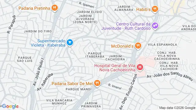 Mapa do bairro Parque Itaberaba, Sao Paulo - SP