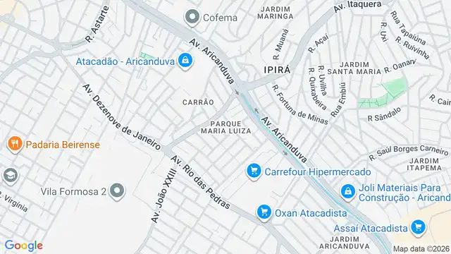 Mapa do bairro Parque Maria Luiza, Sao Paulo - SP