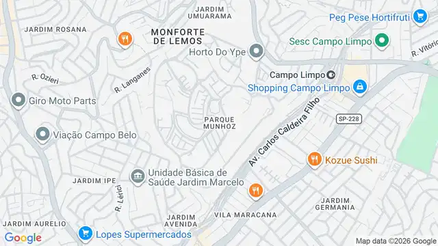 Mapa do bairro Parque Munhoz, Sao Paulo - SP