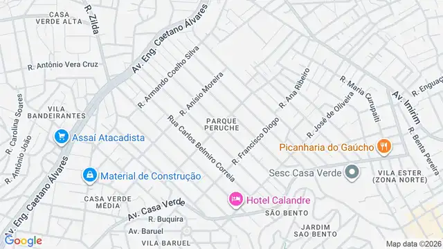 Mapa do bairro Parque Peruche, Sao Paulo - SP