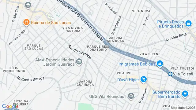 Mapa do bairro Parque Residencial Oratorio, Sao Paulo - SP