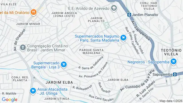 Mapa do bairro Parque Santa Madalena, Sao Paulo - SP