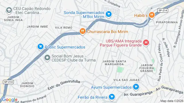 Mapa do bairro Parque Santo Amaro, Sao Paulo - SP