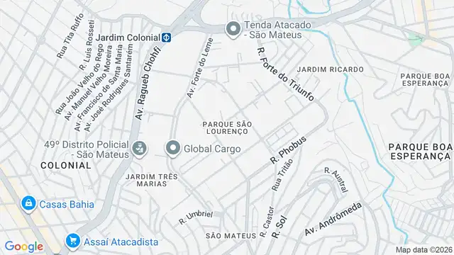 Mapa do bairro Parque São Lourenço, Sao Paulo - SP