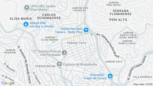 Mapa do bairro Parque Tiete, Sao Paulo - SP