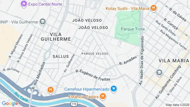 Mapa do bairro Parque Veloso, Sao Paulo - SP