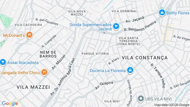 Mapa do bairro Parque Vitoria, Sao Paulo - SP