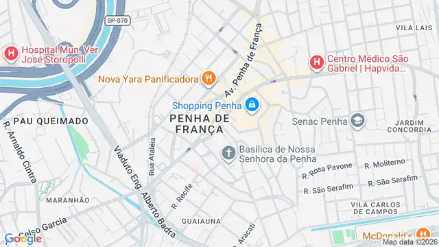 Mapa do bairro Penha de França, Sao Paulo - SP