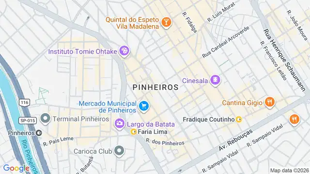 Mapa do bairro Pinheiros, Sao Paulo - SP