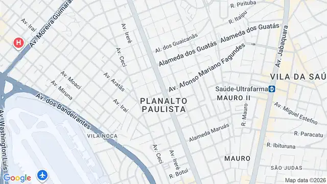 Mapa do bairro Planalto Paulista, Sao Paulo - SP