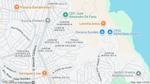 Mapa do bairro Praia Paulistinha, Sao Paulo - SP