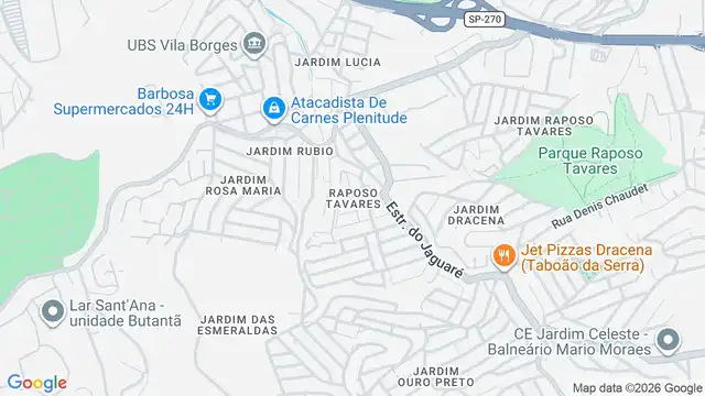 Mapa do bairro Raposo Tavares, Sao Paulo - SP