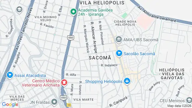 Mapa do bairro Sacoma, Sao Paulo - SP