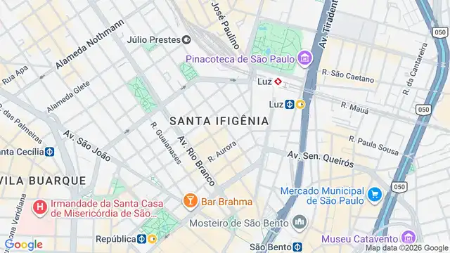 Mapa do bairro Santa Ifigênia, Sao Paulo - SP