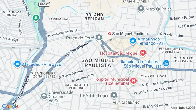 Mapa do bairro São Miguel Paulista, Sao Paulo - SP