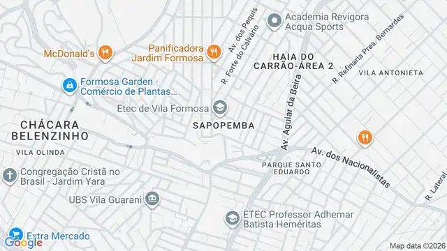 Mapa do bairro Sapopemba, Sao Paulo - SP