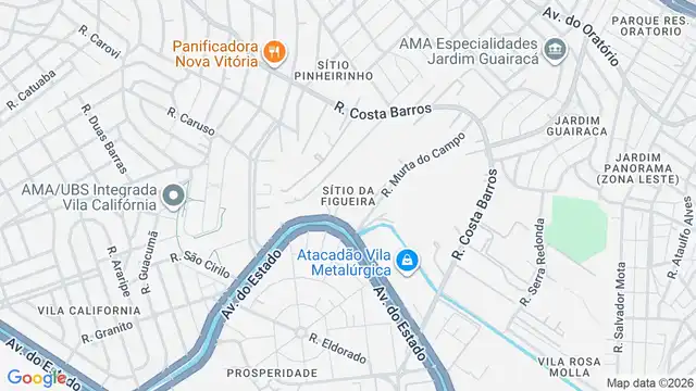 Mapa do bairro Sítio da Figueira, Sao Paulo - SP