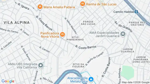 Mapa do bairro Sítio Pinheirinho, Sao Paulo - SP