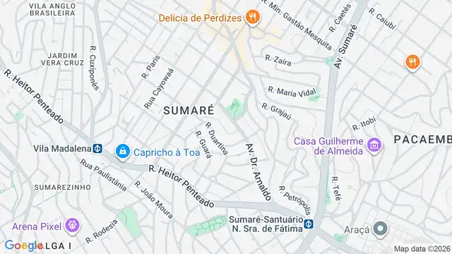 Mapa do bairro Sumaré, Sao Paulo - SP