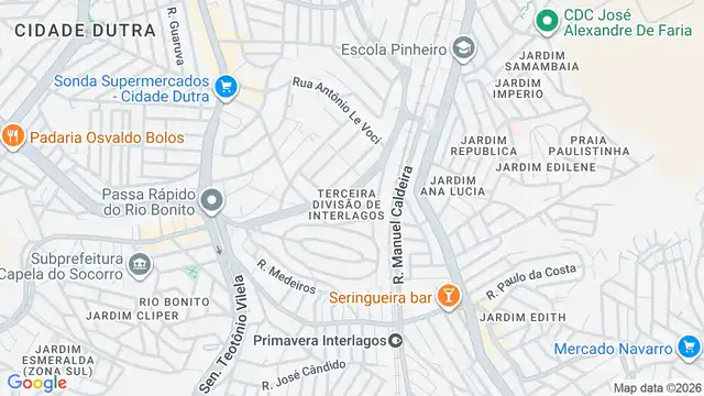 Mapa do bairro Terceira Divisão de Interlagos, Sao Paulo - SP