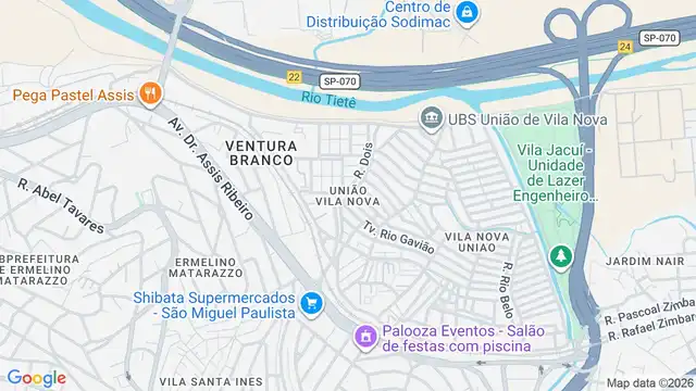 Mapa do bairro União Vila Nova, Sao Paulo - SP