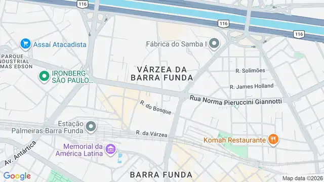Mapa do bairro Várzea da Barra Funda, Sao Paulo - SP