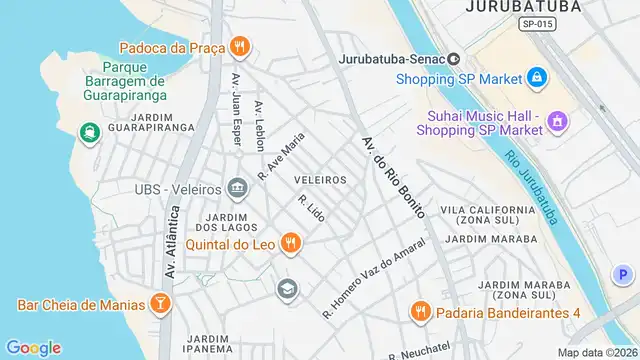 Mapa do bairro Veleiros, Sao Paulo - SP