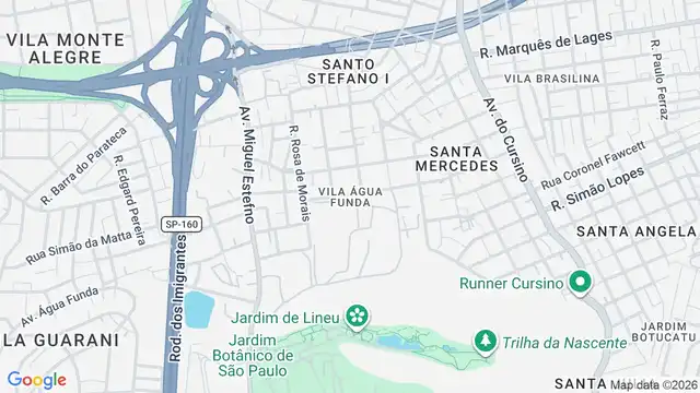 Mapa do bairro Vila Água Funda, Sao Paulo - SP