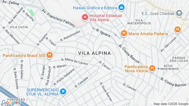 Mapa do bairro Vila Alpina, Sao Paulo - SP