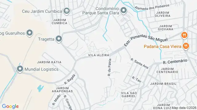 Mapa do bairro Vila Alzira, Sao Paulo - SP