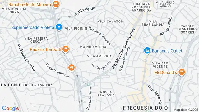 Mapa do bairro Vila America, Sao Paulo - SP