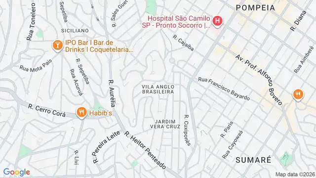 Mapa do bairro Vila Anglo Brasileira, Sao Paulo - SP