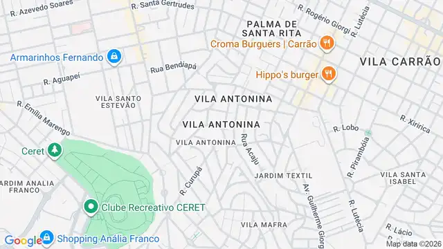 Mapa do bairro Vila Antonina, Sao Paulo - SP