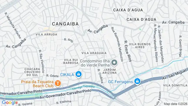 Mapa do bairro Vila Araguaia, Sao Paulo - SP