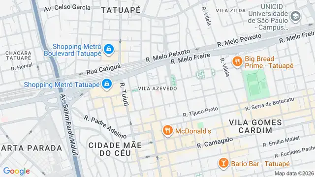 Mapa do bairro Vila Azevedo, Sao Paulo - SP