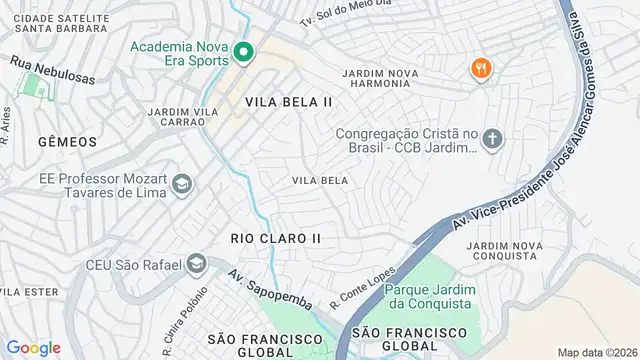 Mapa do bairro Vila Bela, Sao Paulo - SP