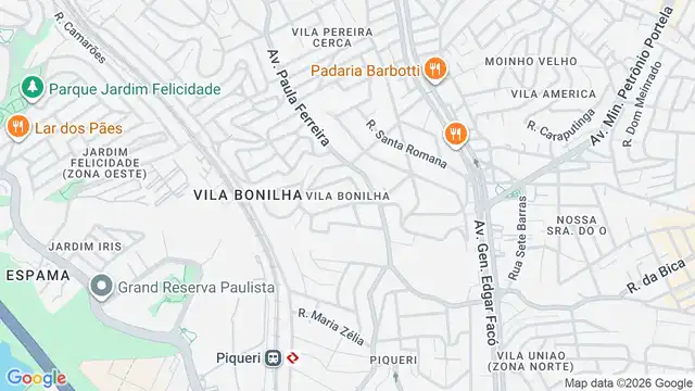 Mapa do bairro Vila Bonilha, Sao Paulo - SP