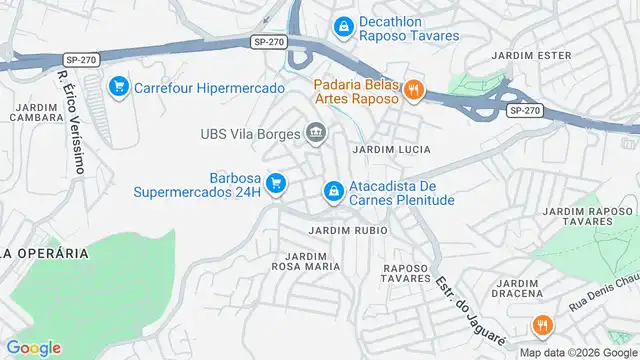 Mapa do bairro Vila Borges, Sao Paulo - SP