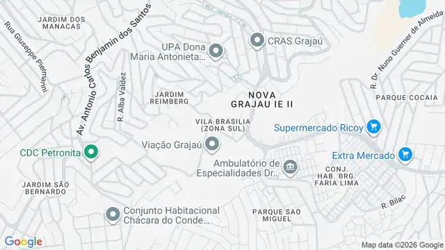 Mapa do bairro Vila Brasilia (Zona Sul), Sao Paulo - SP