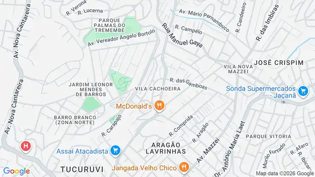 Mapa do bairro Vila Cachoeira, Sao Paulo - SP