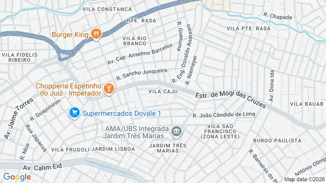 Mapa do bairro Vila Caju, Sao Paulo - SP