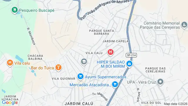 Mapa do bairro Vila Calu, Sao Paulo - SP