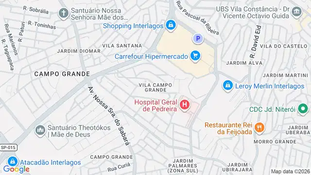 Mapa do bairro Vila Campo Grande, Sao Paulo - SP