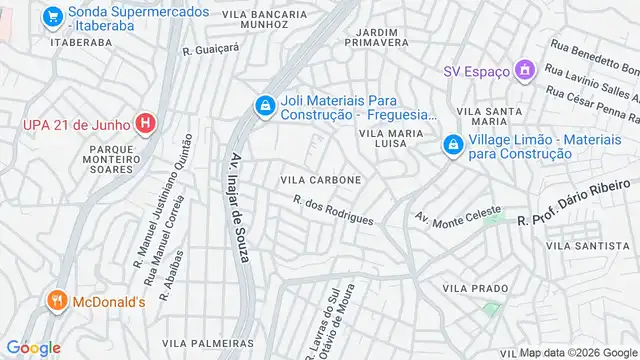 Mapa do bairro Vila Carbone, Sao Paulo - SP